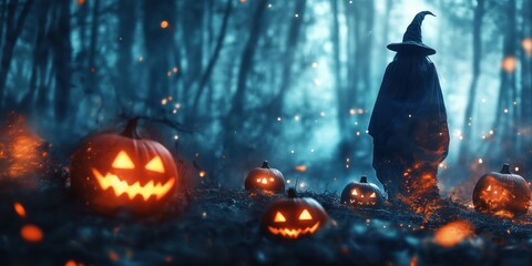 Witch in a Spooky Halloween Forest created by ai