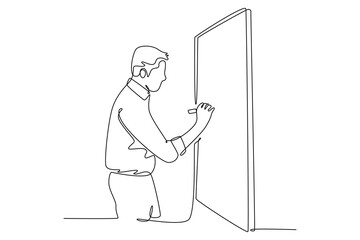 Obraz premium Budget planning concept. Single line draw design vector graphic illustration.
