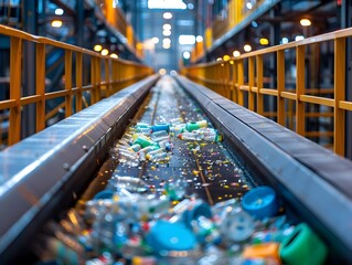 Automated Recycling Plant with Conveyor Belts and Efficient Sorting Process for Waste Management