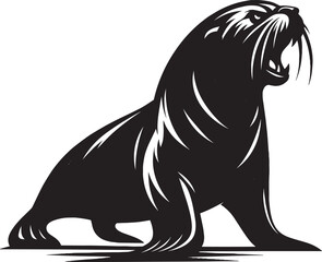 Vector illustration of Sea Lion Silhouette isolated on white background