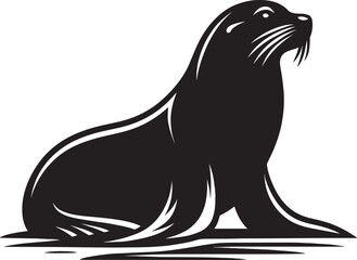 Vector illustration of Sea Lion Silhouette isolated on white background