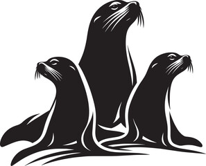 Vector illustration of Sea Lion Silhouette isolated on white background