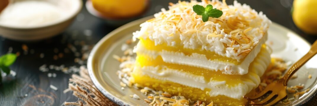 Layered Rice Cake with Toasted Coconut Milk Curd 
