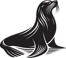Vector illustration of Sea Lion Silhouette isolated on white background