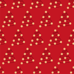 Seamless New Year and Christmas print pattern wallpaper background with decorative fir trees vector illustration winter minimalism picture 