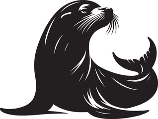 Vector illustration of Sea Lion Silhouette isolated on white background