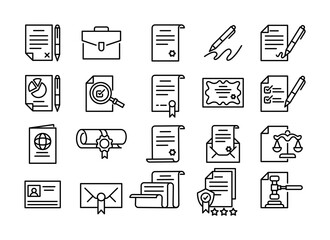 Contract line icon set. Collection of vector symbol in trendy flat style on white background. Web sings for design.