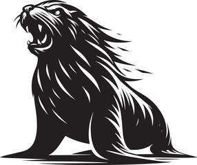 Vector illustration of Sea Lion Silhouette isolated on white background