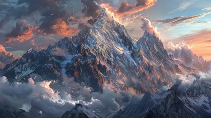 Majestic Mountain Peak at Sunset