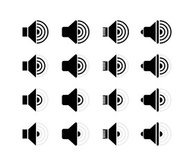 Sound icon collection. Silhouette style. Vector icons