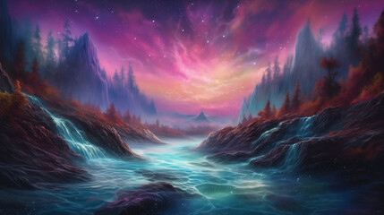 Naklejka premium cosmic waterfall