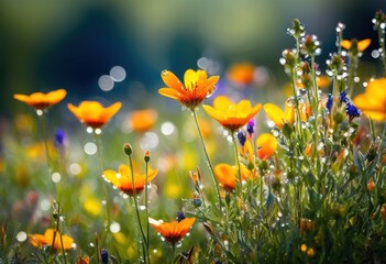 vibrant macro wildflowers captured bright daylight showcasing detail colorful petals, nature, blossom, botanical, beauty, scene, field, plant, spring, summer