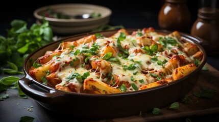 Baked Ziti with Marinara and Melted Cheese. Best For Banner, Flyer, and Poster