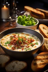 Clam Chowder with Smoked Bacon. Best For Banner, Flyer, and Poster