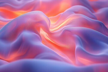 Obraz premium A mesmerizing abstract image featuring soft, flowing waves of fabric-like textures in soothing pastel shades of pink, purple, and orange.