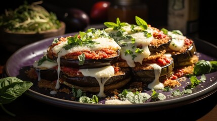 Eggplant Parmigiana. Best For Banner, Flyer, and Poster