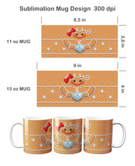 Funny Christmas Gingerbread. Sublimation design for 11 oz and 15 oz mug.
