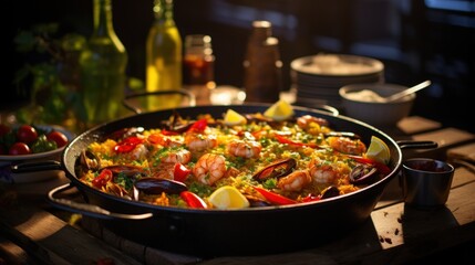 Paella with Saffron Infusion. Best For Banner, Flyer, and Poster