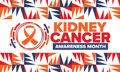 Kidney Cancer Awareness Month. Celebrate annual in March. Control and protection. Prevention campaign. Medical healthcare concept. Poster with ribbon. Banner and background. Vector illustration