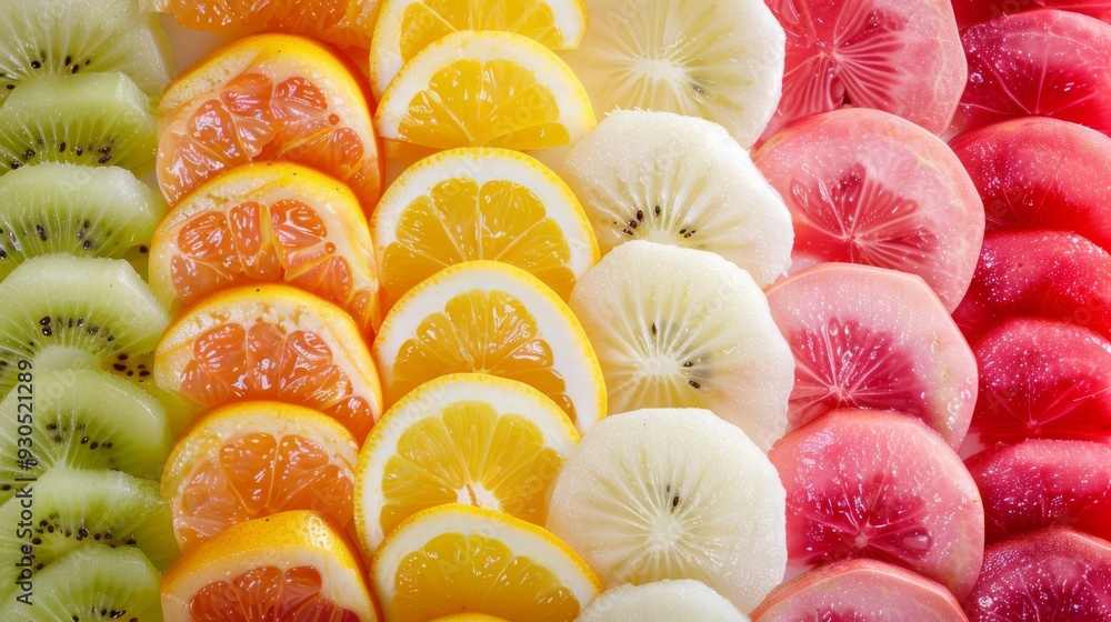 Poster variety of sliced fruit arranged in a pattern