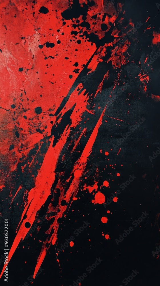 Poster red paint splashing on black background abstract texture