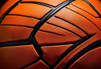 detailed close basketball surface texture highlighting grip pattern material composition, orange, rubber, grooves, design, macro, background, equipment