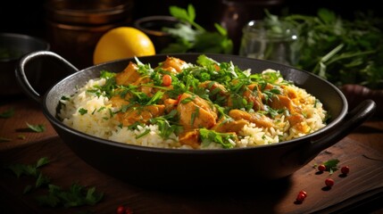 Chicken Korma with Saffron Basmati Rice. Best For Banner, Flyer, and Poster