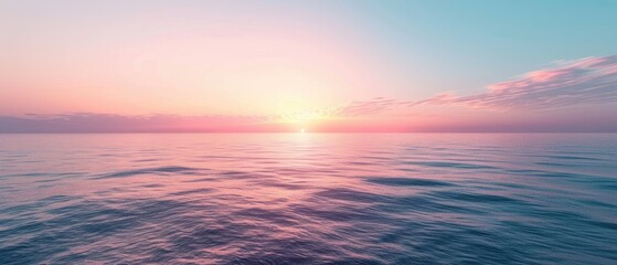 Fototapeta premium Serene ocean scene at sunset, with soft pink and blue hues.