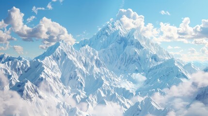 Obraz premium Snow-capped mountains under a bright, sunny sky