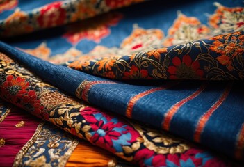 Fototapeta premium depth exploration various fabric textures patterns showcasing unique colors fashion design enthusiasts, apparel, clothing, textile, prints, style, material