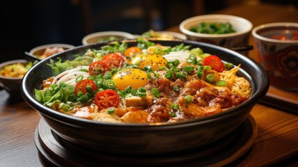 Nabeyaki Thick Udon Hot Pot. Best For Banner, Flyer, and Poster