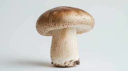 Single champignon mushroom isolated on a white background macro  view of a mushroom