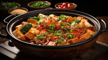 Fototapeta premium Yudofu Tofu Hot Pot. Best For Banner, Flyer, and Poster