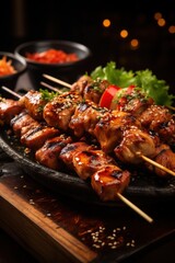 Yakitori Skewers with Tare Sauce. Best For Banner, Flyer, and Poster