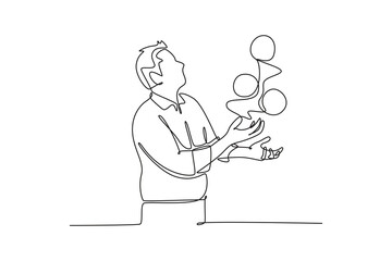 Work and play hard concept. Single line draw design vector graphic illustration.