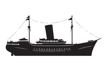 Boat Silhouette, Ship Silhouette, Vector Silhouette, Nautical Vector, Marine Design, Ocean Silhouette, SailingVector, ShipOutline, BoatVectorArt, SilhouetteGraphics, SeaVesselVector,