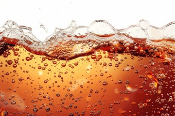 Close Up of Bubbly Soda Drink in Orange and Brown Colors.