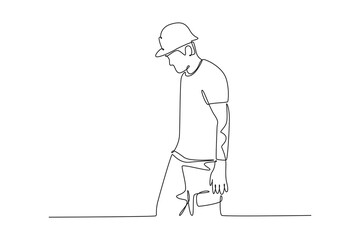 Work and play hard concept. Single line draw design vector graphic illustration.