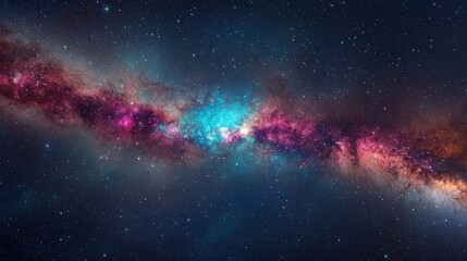 Fototapeta premium A stunning view of a colorful galaxy filled with stars and cosmic dust.