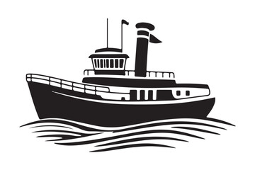Obraz premium Boat Silhouette, Ship Silhouette, Vector Silhouette, Nautical Vector, Marine Design, Ocean Silhouette, SailingVector, ShipOutline, BoatVectorArt, SilhouetteGraphics, SeaVesselVector,