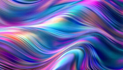 Obraz premium Holo Fluid Waves - An abstract background showcasing flowing, holographic waveforms. Graphic artwork illustration