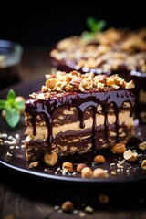 Fototapeta premium chocolate hazelnut torte; dessert photography; best for banners, flyers, and posters