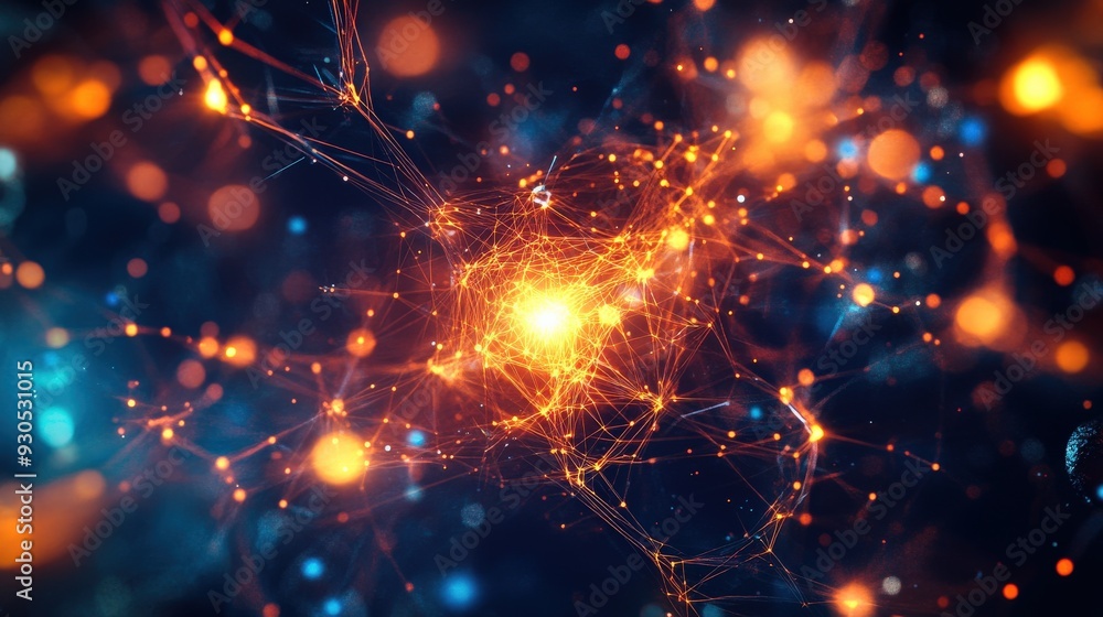 Poster a stunning visualization captures the intricate web of quantum entanglement, showcasing dynamic conn