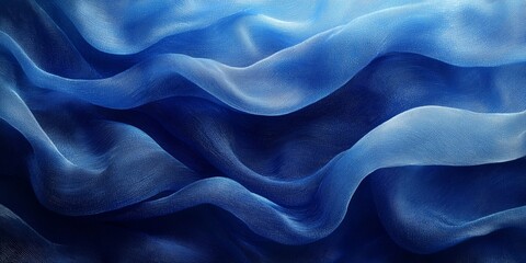 Obraz premium Silken Fractal Dreams: Midnight Blue and Silver Ink Wash, generative ai