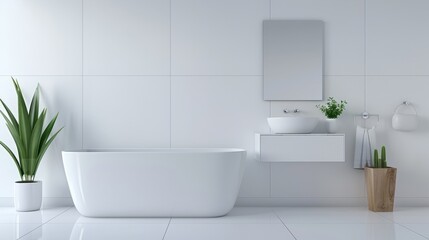 A white sink with a soap dispenser and a potted plant next to it