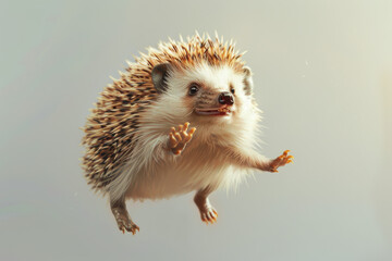 Erizo enseñando las patitas y su lengua. Animales y fauna. 