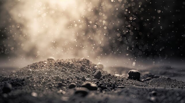 Close-up of moon soil and dust particles