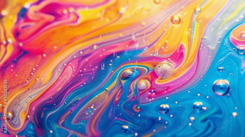 Poster colorful abstract background with swirling soap bubble effects