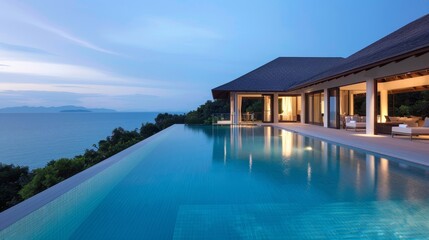 Fototapeta premium A large house with a pool and a patio