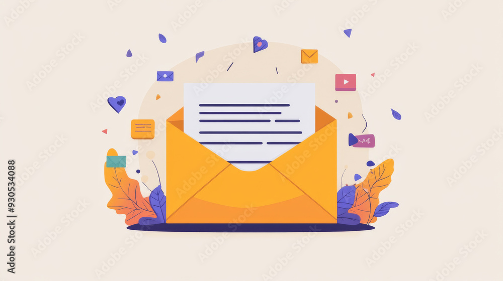 Aufkleber an envelope with a white background and a colorful design